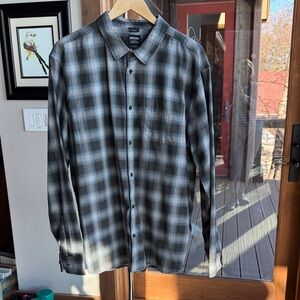 Prana Men's Black and Gray Checkered Shirt (Sz XL) Standard Fit